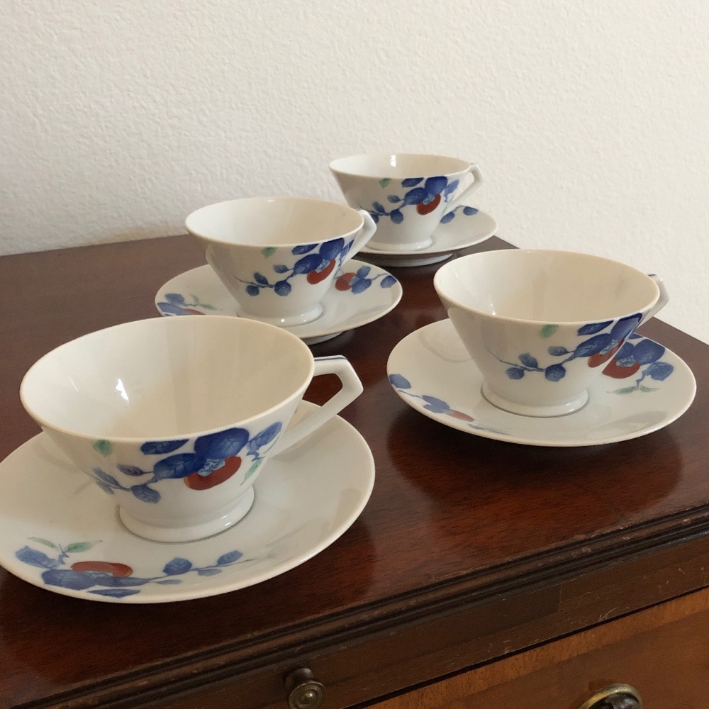 Vintage Noritake 1389 (Fruit) Cups & Saucers - Set of 4 - Picture 7 of 12